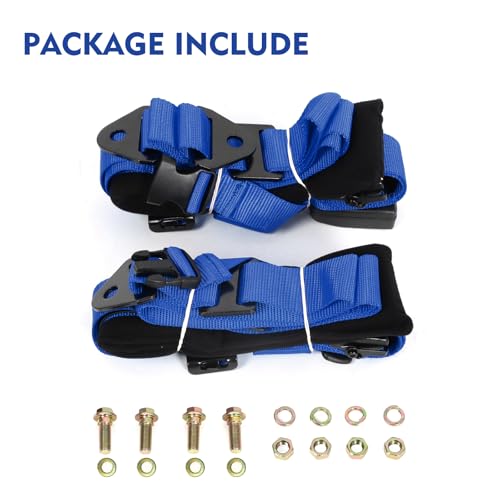 Image of 2Pcs 4 Point Racing Harness With Padding Heavy Duty Buckle Upgraded 2 Inch Straps UTV Harness 4 point Universal Adjustable for Adults Easy Install, Blue