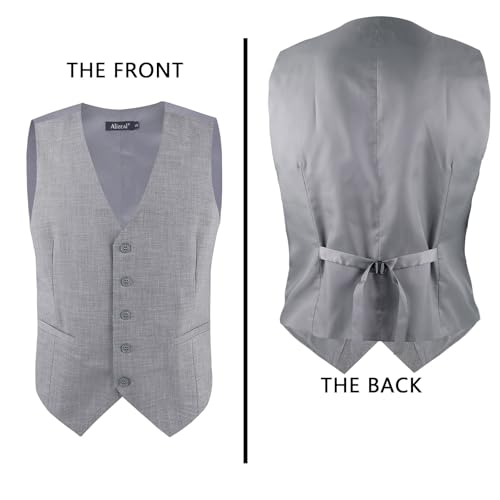 Image of Alizeal Mens Classic Solid Suit Vest Regular Fit Tuxedo Waistcoat