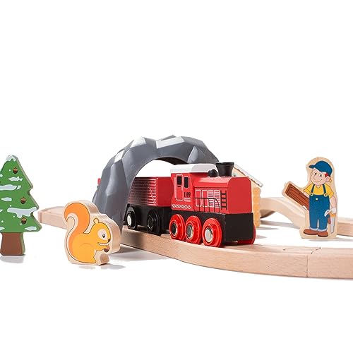 Giant bean Forest Theme Wooden Train Set for Toddler- 36PCS Expandable & Changeable Wooden Train Tracks Toy - Image 4