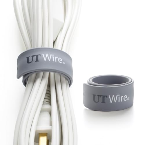 10-Inch Speedy-Wrap, Heavy-Duty Magnetic Silicone Cable Wrap, Grey - Set of 2