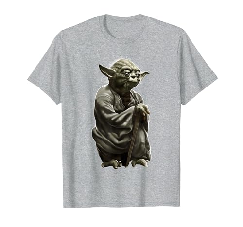 T-Shirt Graphique Star Wars Yoda Crouching Portrait T-Shirt, Homme, Gris Chiné, L