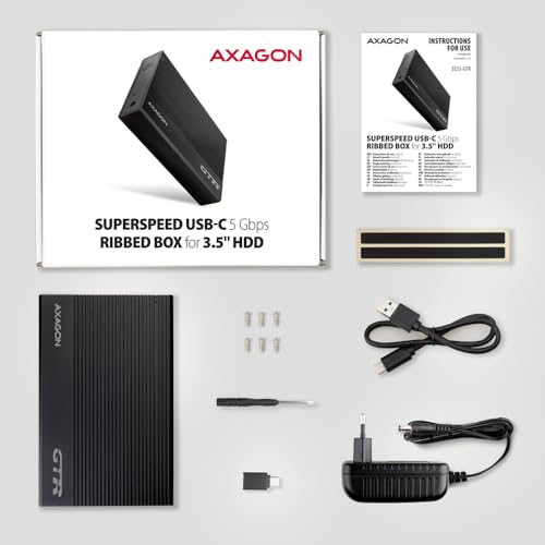 Carcasa externa AXAGON EE35-GTR USB-C 3.2 Gen 1 SATA 6G 3.5" negro miniatura 7