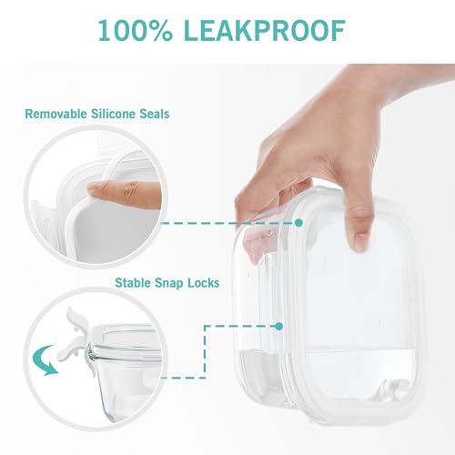 Image of Vtopmart 8 Pack Glass Food Storage Containers with Airtight Lids, Glass Meal Prep Containers, Lunch Office Meal for Microwave, Oven, Freezer and Dishwasher, BPA Free