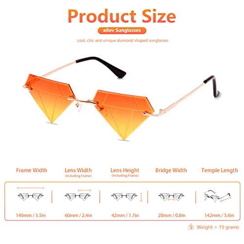 Unique Diamond Rimless Trendy Sunglasses for Men Women UV400 Funky Harry Fashion Glasses3