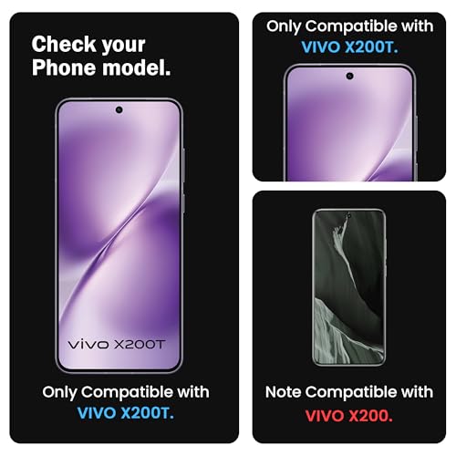 Image of FIRST MART Tempered Glass for Vivo X200T With Installation Kit | Military-Grade Gorilla Screen Protector and Cable Guard | Edge to Edge Coverage | Black