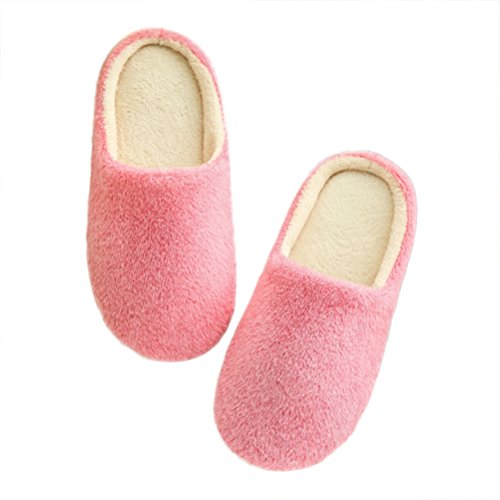 Pantufas peludas aconchegantes, femininas e masculinas, acolchoadas com algodão, sapatos felpudos de inverno para casa, para casais – tamanho 34 (rosa), Rosa, 36-37