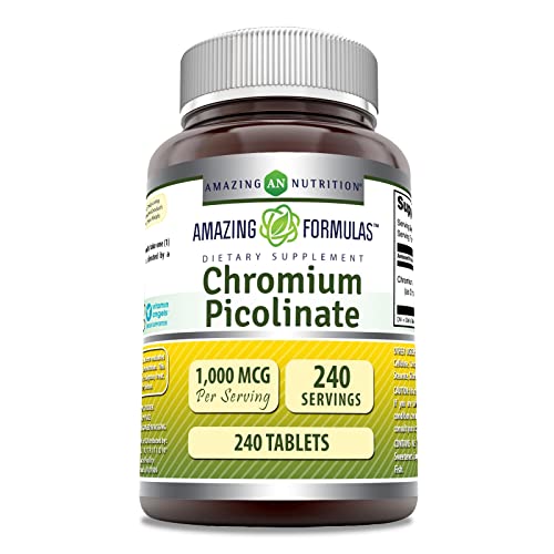 Amazing Formulas Chromium Picolinate | 1000 Mcg Tablets Supplement | Non-GMO | Gluten Free | Made in USA (1 Pack, 240 Count)