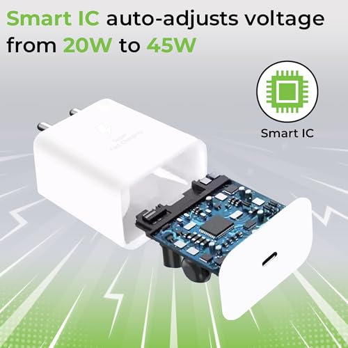 Image of ULTRAPROLINK 45W Super Fast Charger Adapter SFC 2.0|Compatible With Samsung Galaxy S25 /S24 /S23 /S22 /Ultra /Plus /Fe,Note 20 Series,Z Fold /Flip /S /A /F /M Series|Nothing & Pixel Phones|Type C PD 3.0,White