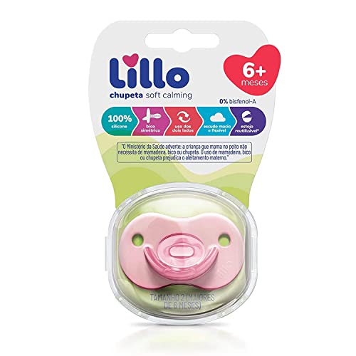 Chupeta Soft Calming 100% Silicone Simétrico Tam 2 (maiores de 6 meses) - Lillo, Rosa