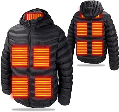 Heated Jacket, Heated Jackets for Women Men, Unisex Down Heated Jacket, Womens Heated Jacket, Mens Heated Jacket, Black Jacket, Heated Hoodie for Winter, Motorcycle,Hunting (No Battery Pack)