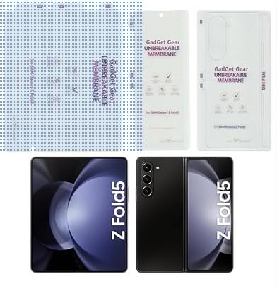 Image of Techsage Unbreakable Screen Protector Hydrogel Membrane Compatible with Samsung Galaxy Z Fold 5 Covers Front Back and Main Screen with Easy Installation Kit (Matte, Front & Back)