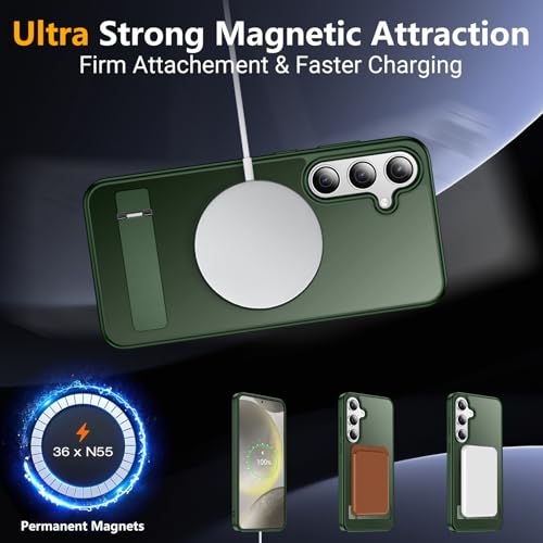 Image of SPIDERCASE Magnetic for Samsung Galaxy S24 Plus Case, [3 Stand Ways][ Military Grade Drop Protection] with Invisible Stand Shockproof Slim Case for Samsung Galaxy S24 Plus, Green