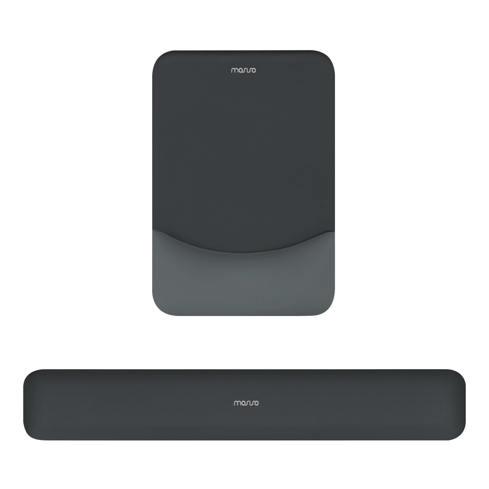 MOSISO Wrist Rest Support for Mouse Pad&Keyboard Set, Rectangular Ergonomic Mousepad Non-Slip Base Home/Office Pain Relief&Easy Typing Pad with Neoprene Cloth&Raised Curved Memory Foam, Slate Gray