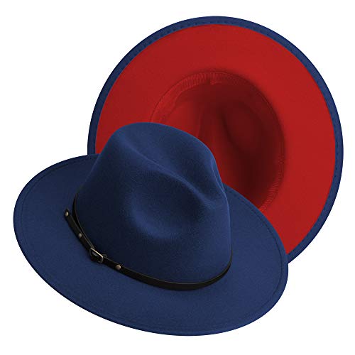 Image of Classic Fedora Hat Flat Top Hat Felt Pork Pie Hat Wide Brim Church Derby Cap for Women and Men