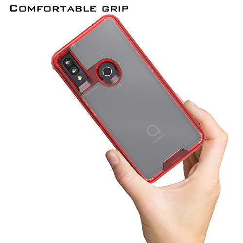 EnCASEs 3 in 1 Full Body Cell Phone Case for Alcatel 3V 2019, Heavy Duty Front & Back Hybrid Case, Shockproof Bumper Case Cover, Red