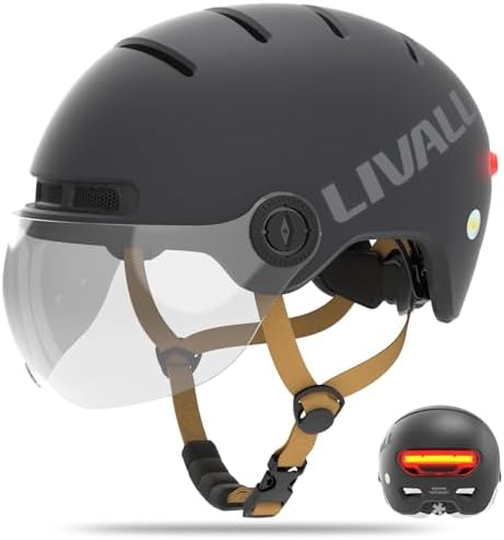 LIVALL L23 Smart Bike Helmet with LED Lights & Removable Visor, NTA8776 CPSC Certified, E Bike Helmet with Fall Detection for Adults Men Women, Bicycle Helmet for Commuter E-Bike Scooter Skateboard