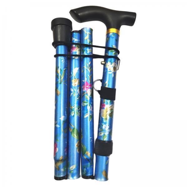MERISHOPP® 2xFoldable Cane Adjustable 5-Section Hand Walking Stick Camping Pole Blue | Sporting Goods | Outdoor Sports | Camping & Hiking | Hiking Gear | Walking & Trekking Sticks