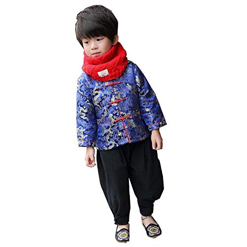 image for SZCQ Little Boys Dragon Tang Coat Long Sleeve Chinese Clothing Childre