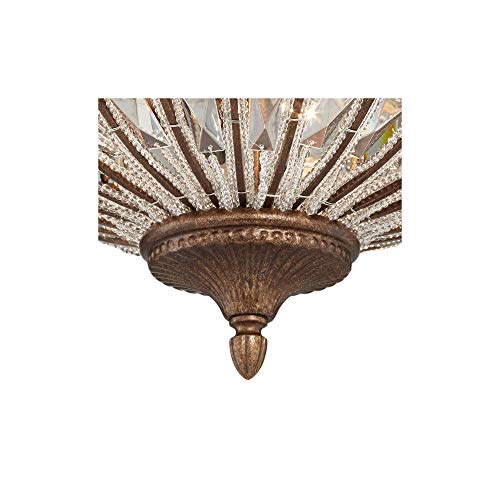 Vienna Full Spectrum Ibeza Close To Ceiling Light Flush Mount Fixture Mocha Brown 15 1/2" Wide Square Cut Clear Crystal Glass Bowl For House Bedroom Hallway Living Room Bathroom Dining Kitchen #TOP3