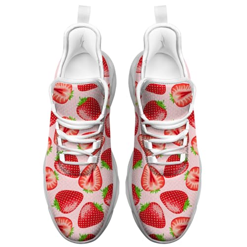 Custom Strawberry Sneakers Men Women Running Shoes Add Name Lightweight Walking Tennis Shoes Gifts for Men Women4