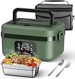 ODSD Cordless Electric Lunch Box for Adults, 16000mAh Rechargeable Self-Heating Lunch Box Food Warmer with Timer & Adjustable Heating, 34oz/1L Container with Insulated Bag for Office Car Outdoor