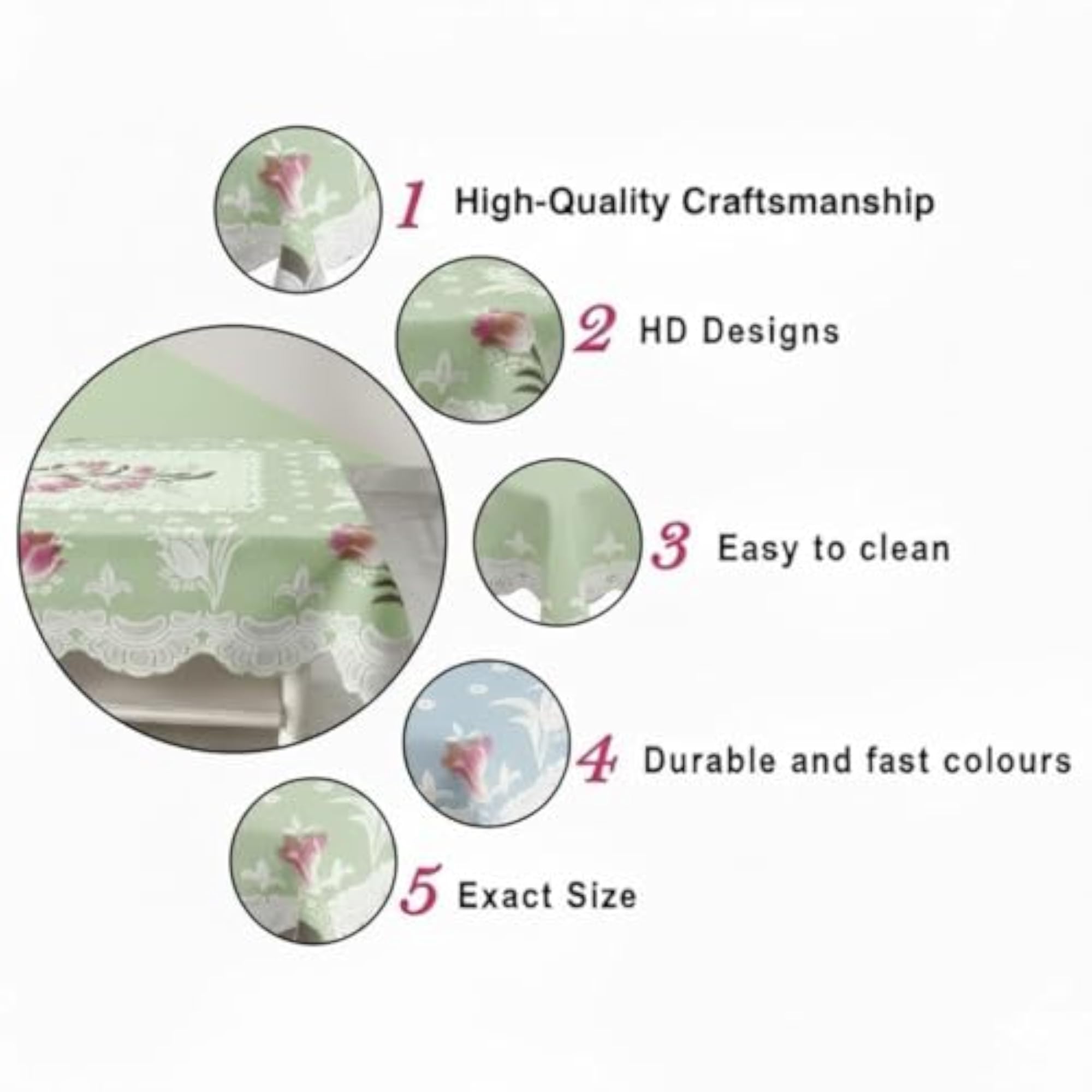 Cotton Net Embroidered Table Cover, 40 x 60 inch, Green