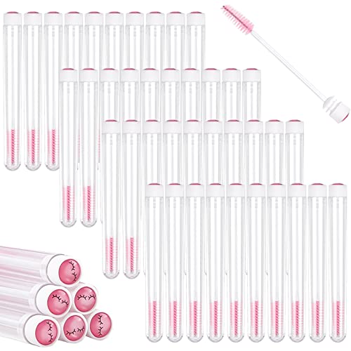 Tuzazo 80 Pieces Mascara Wand Tube Set 40 Diamond Empty Eyelash Brush Tubes Spoolies 40 Mascara Wand Lash Extension Brushes Applicators Makeup Tools (Pink Lash Style) #TOP2
