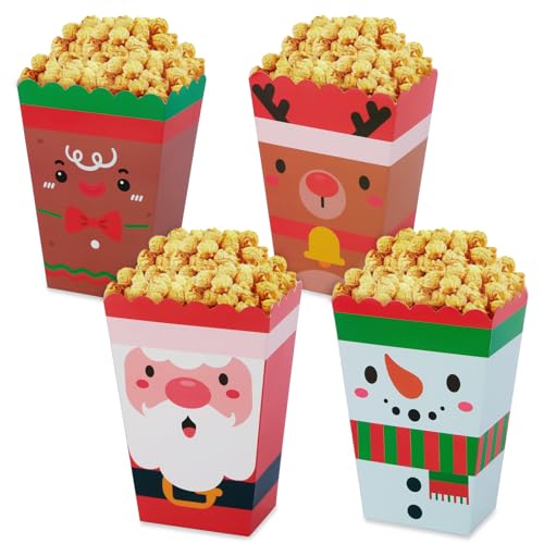 DECYOOL 24pcs Christmas Popcorn Boxes, Mini Movie Buckets for Party