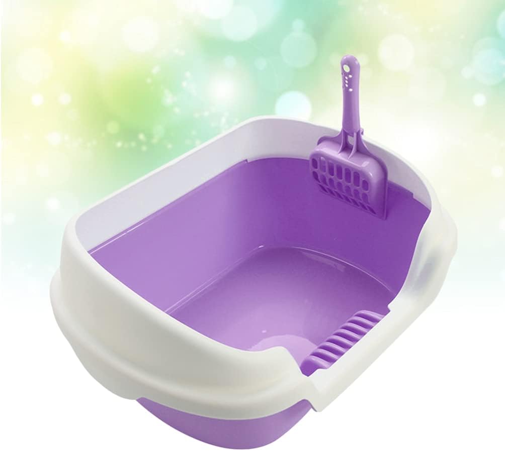 Cat Litter Box, 1 Pc Purple Cat Litter Basin Semi- Enclosed Cat Litter Box with Cat Litter Scoop Cat Litter Toilet for Training Cats to Clean Pet Accessories- 15.74x4.52inch