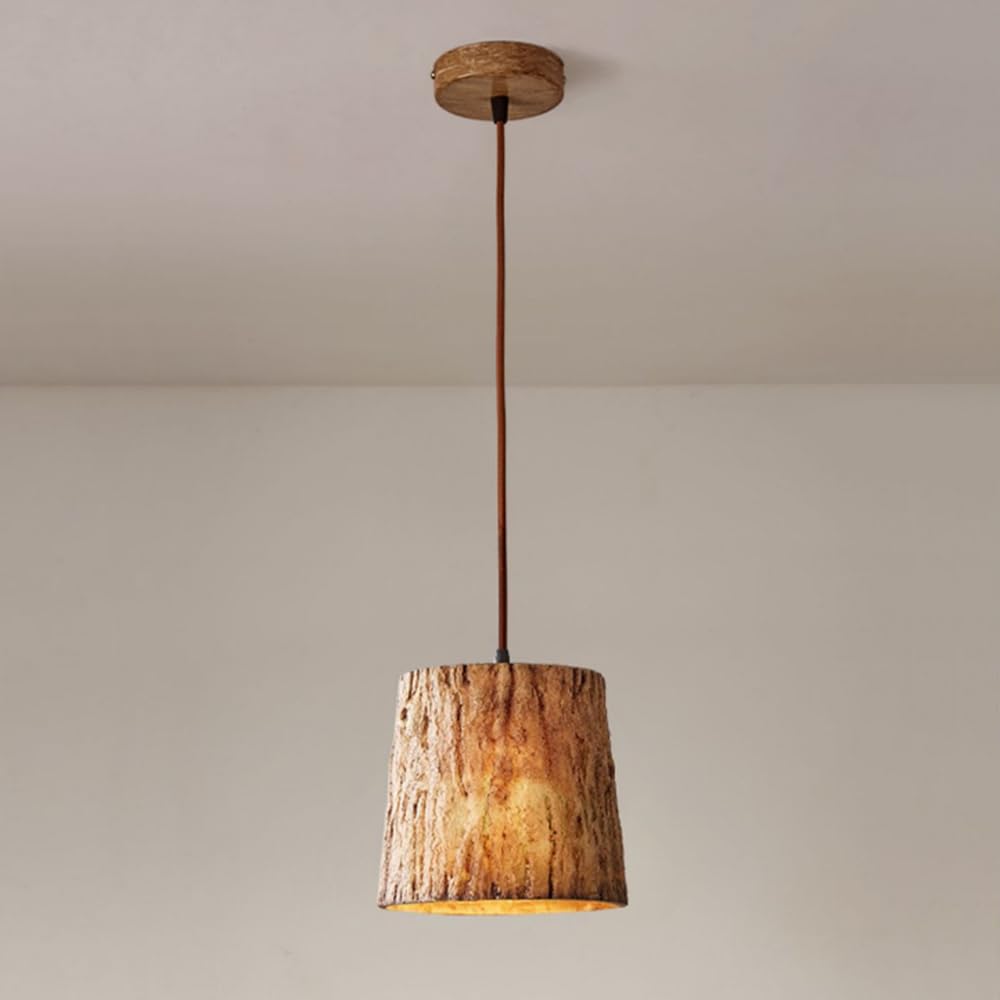 Luces de techo de grano de madera y resina con acabados metálicos elegantes