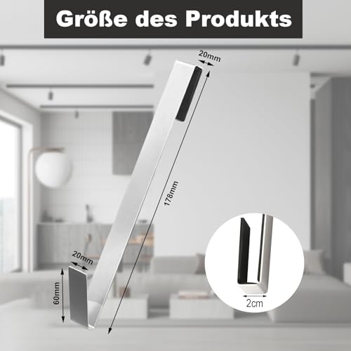 KASURE Haken Duschwand, 4 Stück Edelstahl Duschhaken ohne Bohren, 17.8 CM Handtuchhalter Dusche, Heavy Duty Türhaken Mit Schaumstoffschutz, für Duschwände und Badezimmer-Glastüren (Silber)