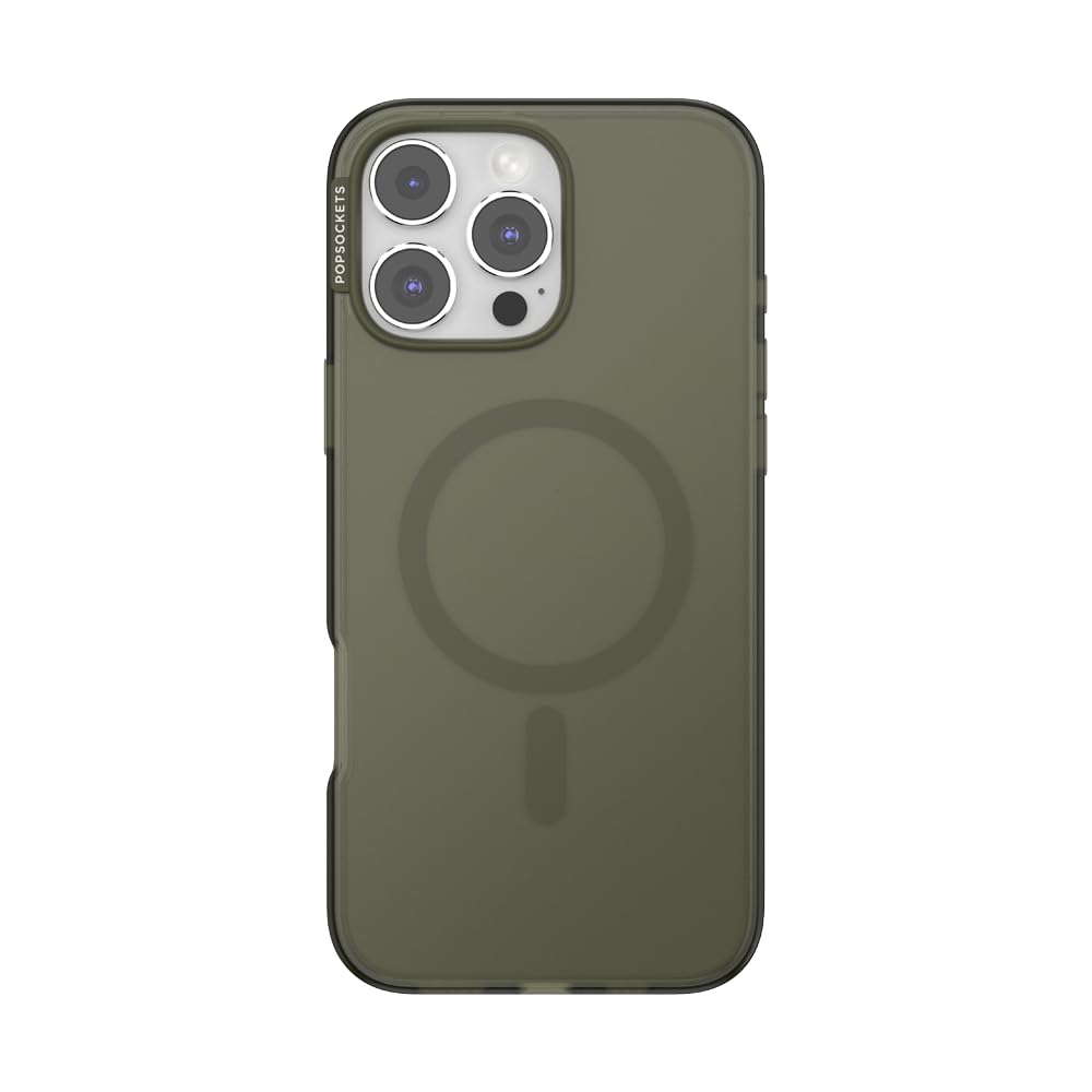 PopSockets iPhone 16 Pro Max Phone Case with MagSafe, Wireless Charging Compatible, Green - Fatigue
