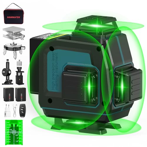 Livello Laser Autolivellante 40M, 4x360° Linea Laser Verde a Croce, Modalità Impulso , Orizzontale...