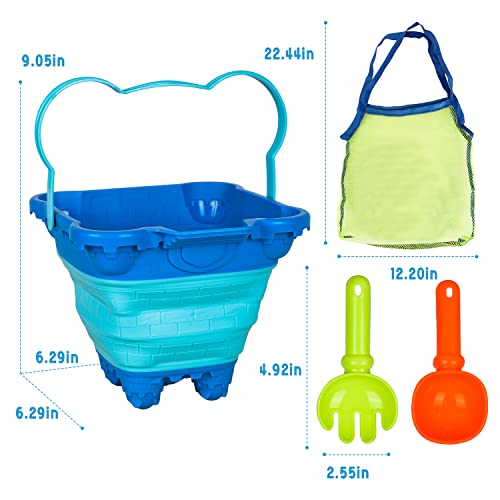 Toy Life Collapsible Beach Toys For Kid Toddler, Sand Toys For Kid Toddler With 1 Collapsible Sand Bucket Shovel, Sandbox Toy For Toddler Kid, Travel Beach Foldable Bucket For Age 3-4-5-6-8-10, 2.5L #TOP4