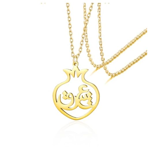 VASSAGO Persische Eshgh Halskette aus Edelstahl, Granatapfel Anhänger Yalda Nachtschmuck Geschenke für Frauen und Jugendliche (Gold)