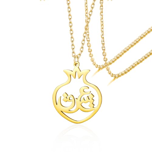 VASSAGO Collier Perse Eshgh Arabe Love en Acier Inoxydable Pendentif Grenade Yalda Night Bijoux Cadeaux pour Femmes Adolescentes, taille unique, Acier...