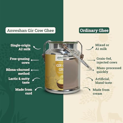 Image of Anveshan A2 Gir Cow Ghee - 5L Dolchi | Traditional Bilona Method | Curd- Churned | Cultured | Pure and Nutural | Lactose and Gluten Free | Lab Tested