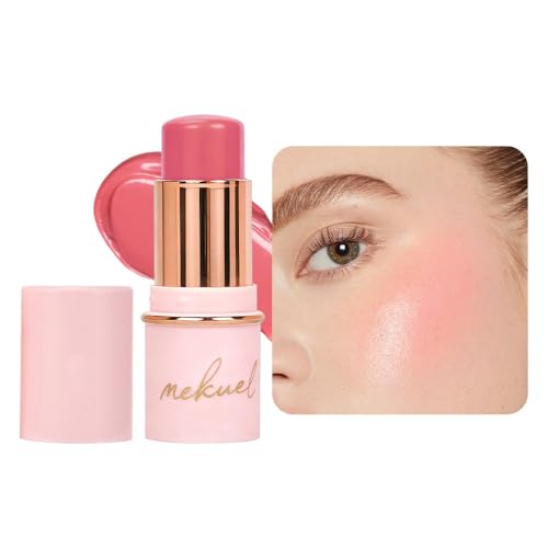 mekuel Peach Pink Monochrome Cream Blush Stick for Face Contour, Natural Blush for Cheeks, Buildable Long-Lasting Blushstick for All Skin Types, Hydrating & Smooth Finish, Vegan & Cruelty-Free, 01
