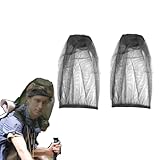 2 Stück Moskitonetz Kopf Mückenschutz Kopfnetz mit Extrafeinen Masche für Outdoor Lovers Gesichtsschutz Outdoor Angeln Imkerei Camping Geräumiger Netzraum funktioniert über die meisten Hüte (Grau)