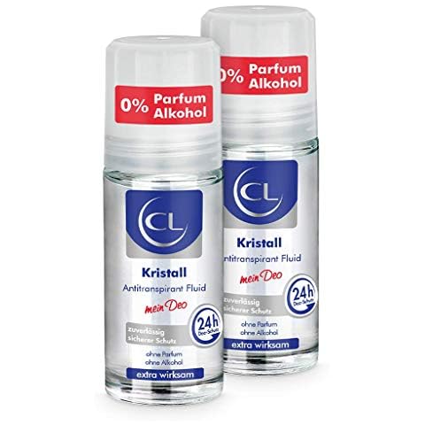 CL Kristall Antitranspirant gegen starkes Schwitzen - 2er Pack 50 ml Anti Transpirant Deo Roller bietet 24 Stunden Schutz bei empfindlicher Haut - Kristall Deoroller Herren & Damen - Deodorant Männer Cover