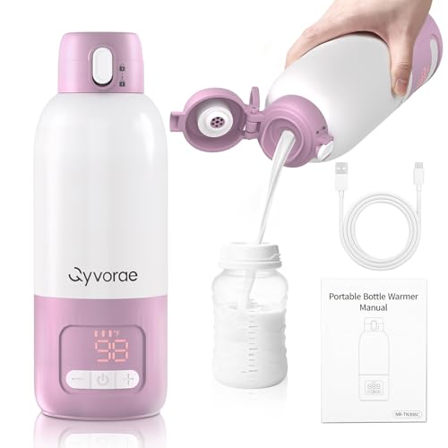 Image of Qyvorae Portable Bottle Warmer for Travel - 17 oz Large Capacity & Extended Battery Life - Breastmilk, Formula, Water, Milk Warmer Fast Heating - Baby Bottle Warmer On The Go for Car & Airplane