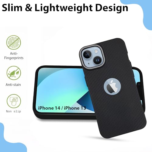 Image of LIRAMARK Rugged Carbon Fibre TPU Armor Silicone Back Cover Case for iPhone 14 / iPhone 13