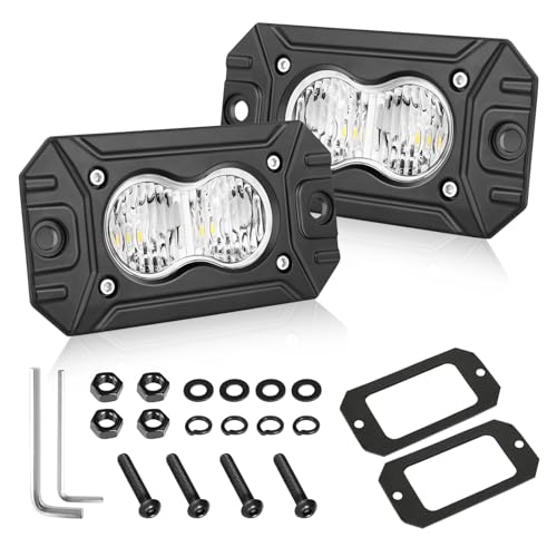 Flush Mount LED Pods, AKD Part 40W CREE LED Flush Mount Fog Lights Backup Reverse Lights Pods Offroad Driving Flood Bumper Light Bars for Trucks Pickup UTV ATV SUV