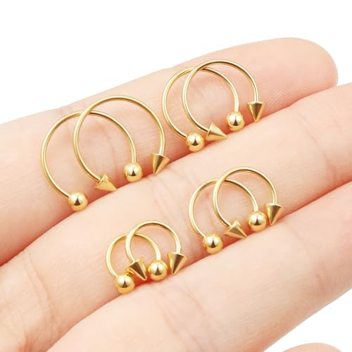 Lcolyoli 20G Septum Ring Surgical Steel Smiley Piercing Jewelry Nose Septum Rings Hoop Lip Piercing Jewelry for Women Men 6-12mm4