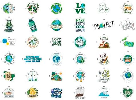 100Pcs Environmental Stickers for Water Bottle and Laptop - Earth Day Stickers Bulk - Еnvironmentalist Gifts - Environmental Party Supplies - Earth Day Decorations - Gifts for Women & Men - 3