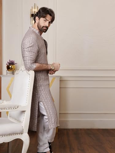 Image of SOJANYA (Since 1958 Men's Cotton Rayon Shiny Thread Sequinned Only Long Kurta
