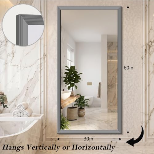 Image of DESBING 60 inch x 30 inch Brushed Silver Large Bathroom Mirror for Over Sink