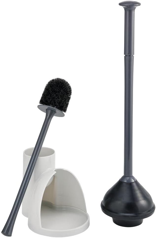 Nеw Prоduсt mDesign Compact Plastic Toilet Bowl Brush and Plunger Combo Set with Holder - Caddy for Bathroom Storage - Sturdy, Heavy Duty, Deep Cleaning - Light Gray/Charcoal Gray Hоt Dеаlѕ mDesign Compact Plastic Toilet Bowl Brush and Plunger Combo Set with Holder - Caddy for Bathroom Storage - Sturdy, Heavy Duty, Deep Cleaning - Light Gray/Charcoal Gray