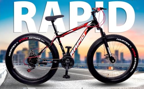 Image of Rapid Fat Tyre Mountain Bike, 26-inch Wheels, Disc Brakes, Black and Red