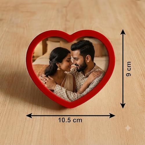 Image of EVOTECH Customized Night Lamp, Photo Lamp | Custom LED Lamp with Photo, 4 x 4 Inch | Plug-in AC Power | Personalized Gift for Birthday, Anniversary, Couple, Home Decor, Dim Light (Red Heart)